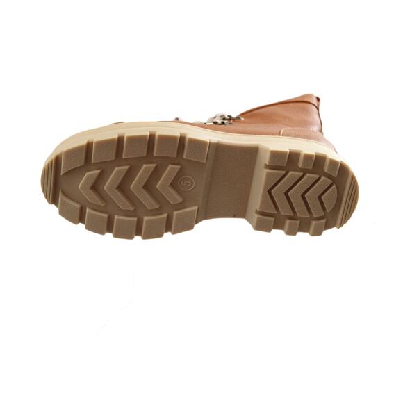 Big Girls Boots Willa Zipper Lace-Up Combat Shearling Style Boots Sz 5 Cognac - Picture 5 of 6